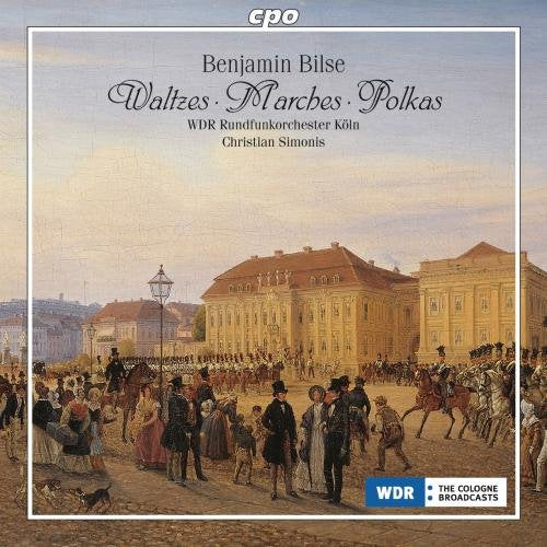 "CD cover featuring a vintage painting of a large building and crowd."