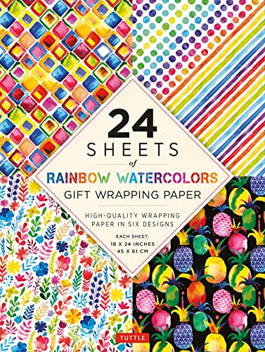 24 sheets of Rainbow Watercolors Gift Wrapping Paper: High-Quality 18 x 24" (45 x 61 cm) Wrapping Paper: High-Quality 18 x 24" (45 x 61 cm) Wrapping Paper