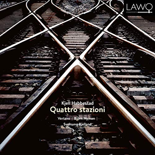 "CD cover featuring intersecting train tracks with white text overlay and 'LAWO' logo."