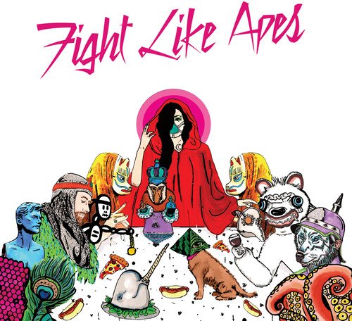 Album cover with cartoon characters and a woman in a red cloak.
