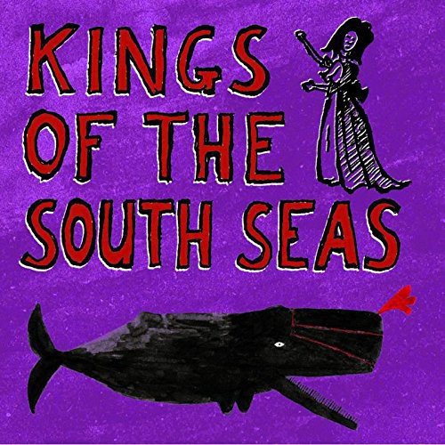 "Album cover with 'Kings of the South Seas' text, pirate and whale on purple background."