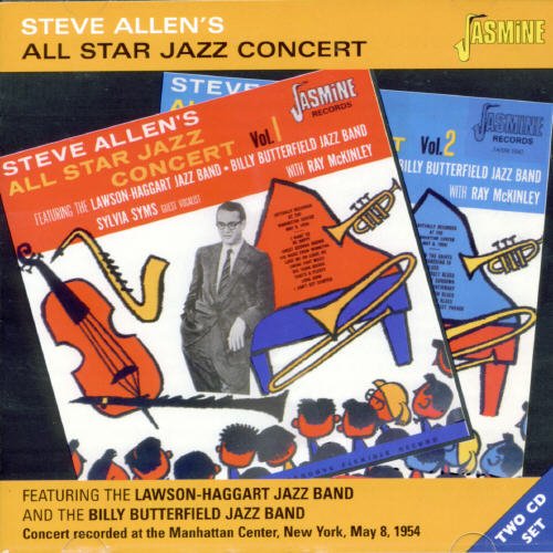 "CD cover art featuring cartoon musicians and a man in a suit."