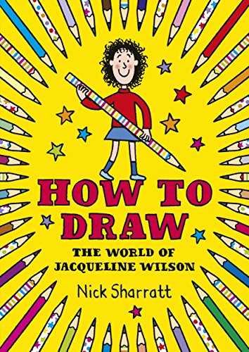 "Book cover with cartoon girl holding a pencil, surrounded by colorful pencils and stars."