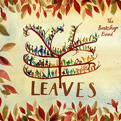 Album cover with a tree made of people, surrounded by autumn leaves, titled "Leaves".