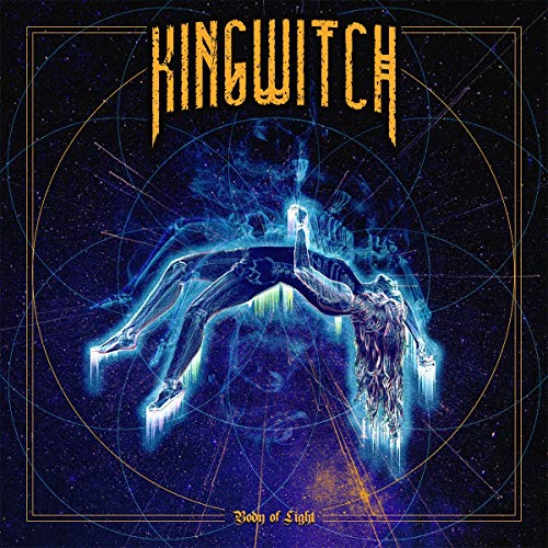 Album cover with a glowing, blue, humanoid figure surrounded by a gold border and geometric lines.