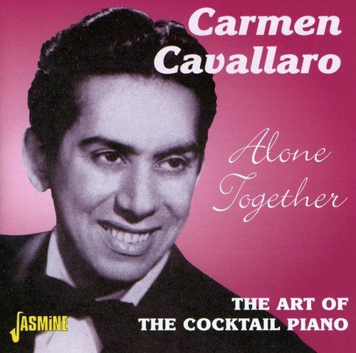"CD cover with black-and-white portrait of Carmen Cavallaro against a red background."