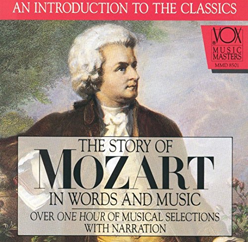 CD cover featuring a portrait of Mozart with text overlay describing the product.