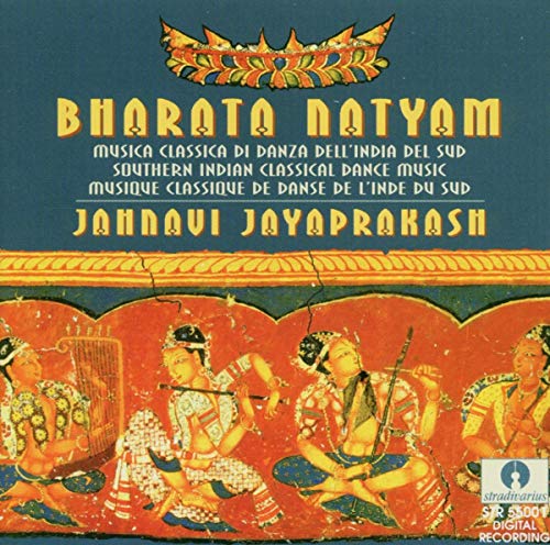 "CD cover with traditional Indian dancers and text in multiple languages."