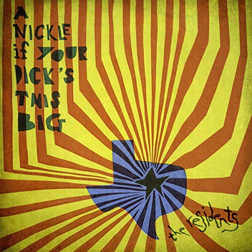 Album cover with yellow and orange rays, blue shape, and stylized text.