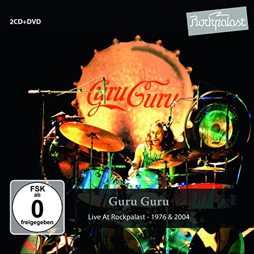 "CD and DVD cover featuring a drummer with 'Guru Guru' written on a drum."