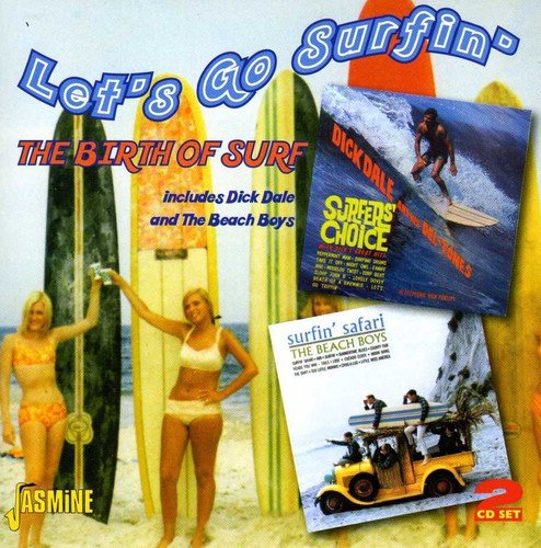 "CD cover with two women holding surfboards and images of surf-themed CDs."