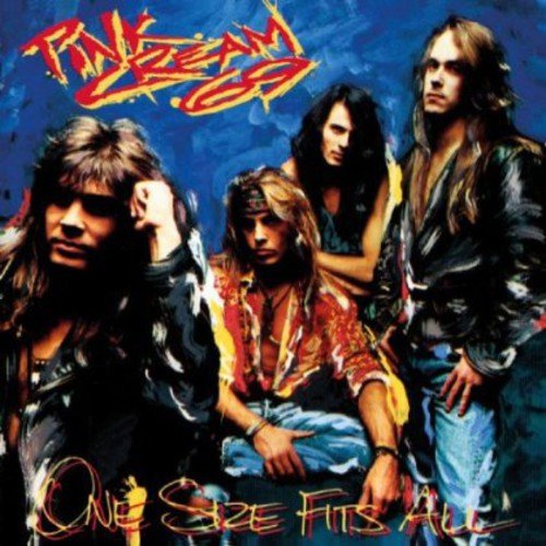 "Album cover featuring four men with long hair against a blue background."