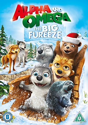 "Animated DVD cover featuring cartoon wolves and a bear in a snowy scene."