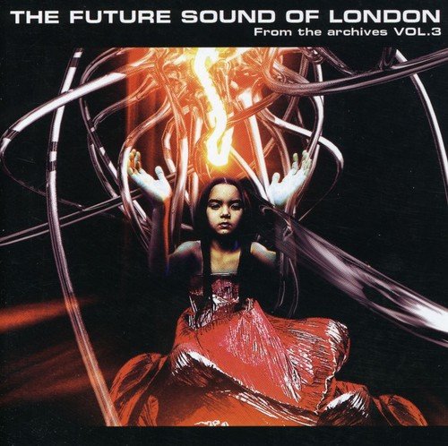 "CD cover art featuring a woman surrounded by abstract, glowing, metallic shapes."
