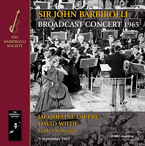 Red CD cover with black-and-white orchestra photo and yellow and white text.