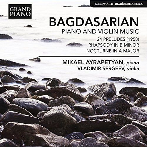 "CD cover featuring a black and white rocky shoreline scene with text overlay."