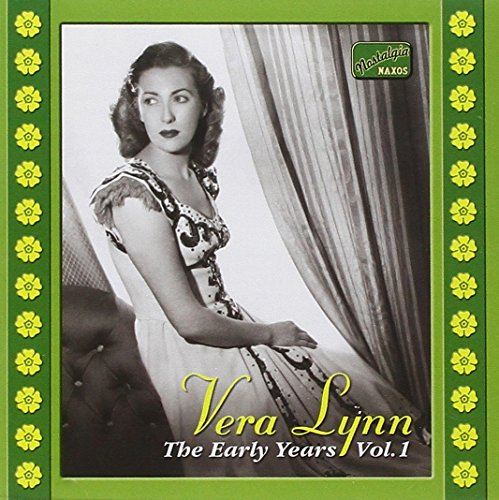 Vera Lynn album cover with black-and-white portrait surrounded by green border with yellow flowers.