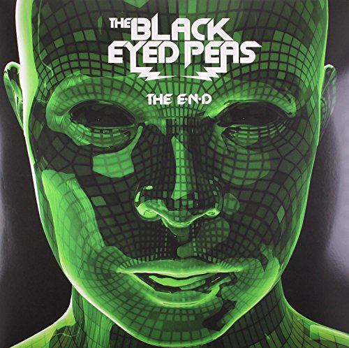 "Album cover featuring a green, grid-patterned face with 'The Black Eyed Peas' and 'The E.N.D'."