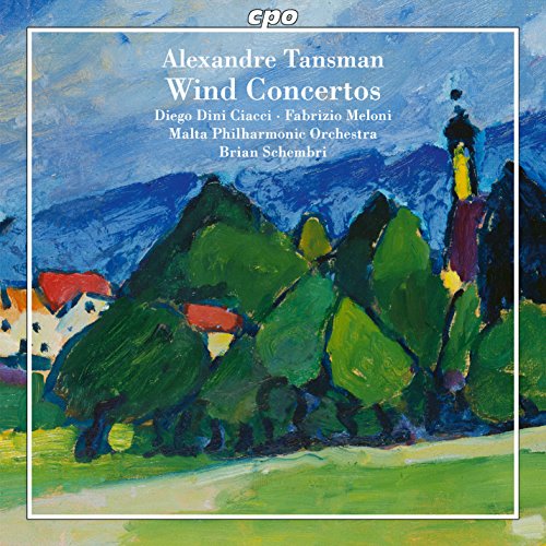 "CD cover featuring a painting of green hills and blue mountains."