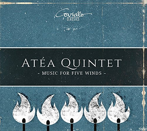 "CD cover with blue background, white flames, and 'Atéa Quintet' text."
