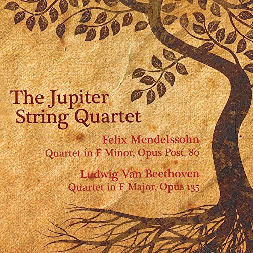 Brown-toned CD cover with tree design and red text listing composers and musical pieces.
