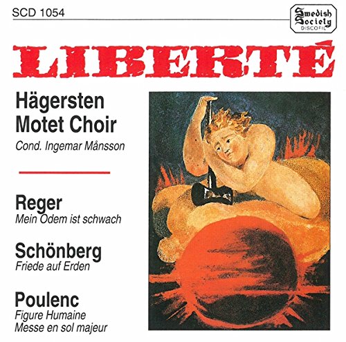 Album cover with red title "LIBERTE" and illustration of nude man emerging from flames.