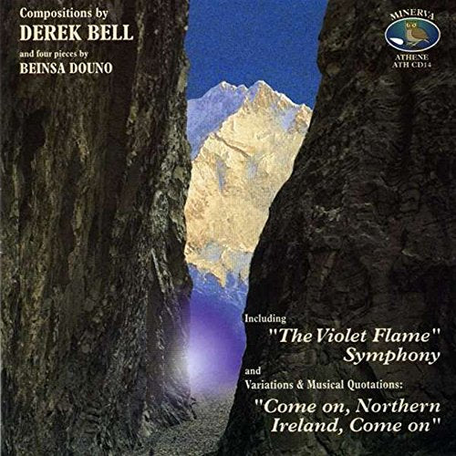 "CD cover featuring a mountain landscape between two rocky cliffs."