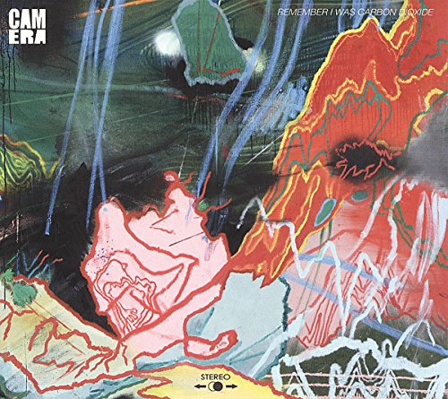 Album cover with abstract, colorful illustration of a volcano erupting, titled "Camera".