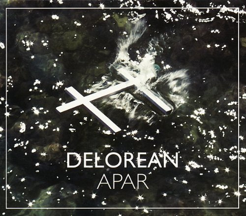 Delorean “Apar” vinyl album cover with abstract white cross and stars.