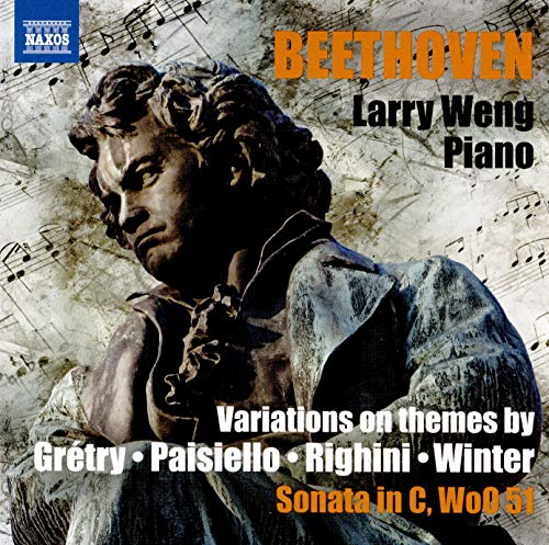 CD cover featuring a Beethoven statue with musical notes and text overlay.