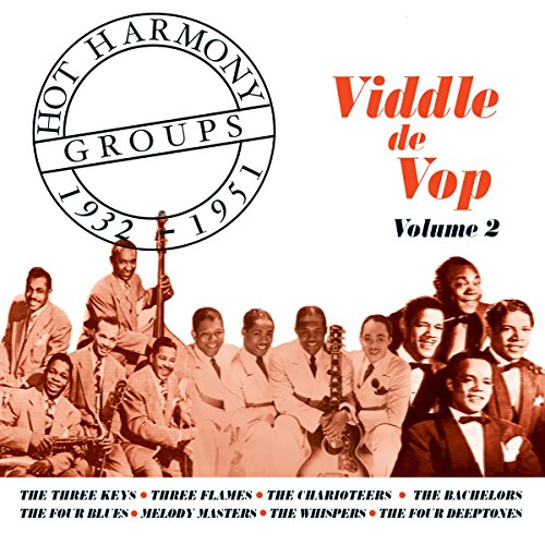 "Album cover with 'Viddle de Vop Volume 2' title and group photos in monochrome orange tone."