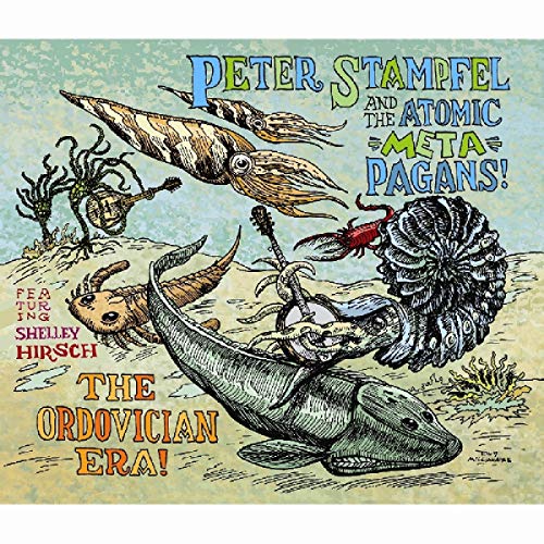 "Album cover art featuring prehistoric sea creatures playing instruments in a whimsical underwater scene."