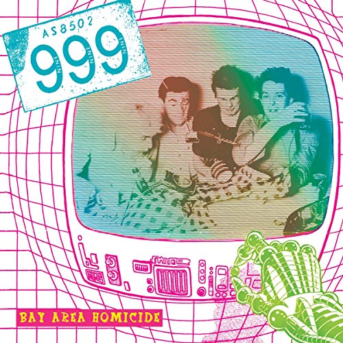 Album cover with three men on a TV screen, surrounded by grid lines and graphics.