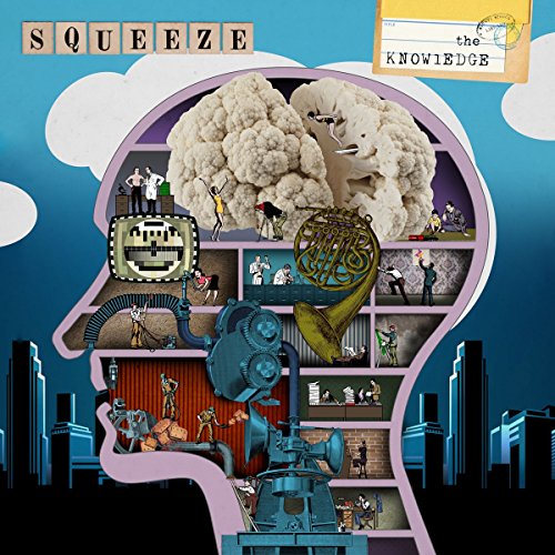 "Album cover art: surrealist head with various images and cityscape background."