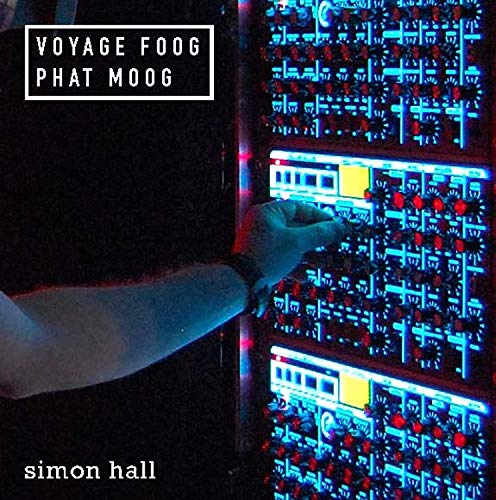 "Album cover featuring a person adjusting a synthesizer with blue and red lights."