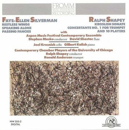 "CD cover with abstract brown image and text listing musical compositions and performers."