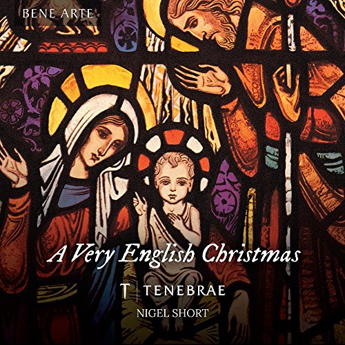"Album cover featuring a stained-glass image of Mary and Jesus, with white text overlay."