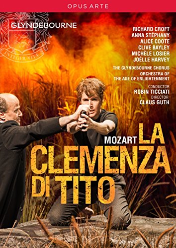 DVD cover: man aiming gun at kneeling man, with text "Mozart La Clemenza Di Tito".