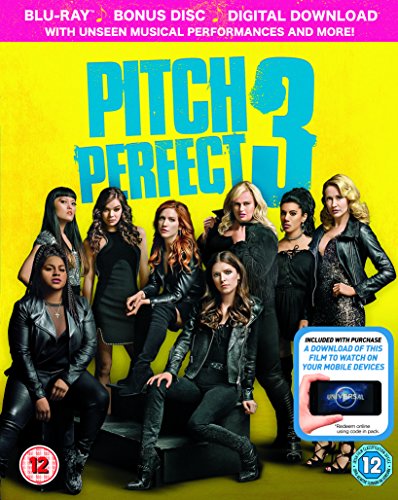 "Blu-ray case for 'Pitch Perfect 3' with a group of women on the cover."