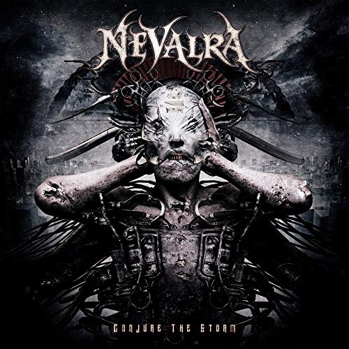 Vinyl album cover featuring a grotesque, armored figure with swords and a cityscape.