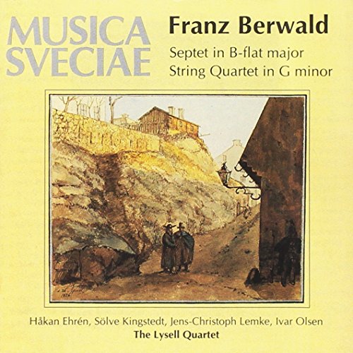 Yellow CD cover with painting of people on a rocky path, featuring "Franz Berwald".