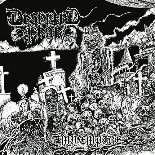 Black and white album cover with skeleton and graveyard illustration, gothic text.