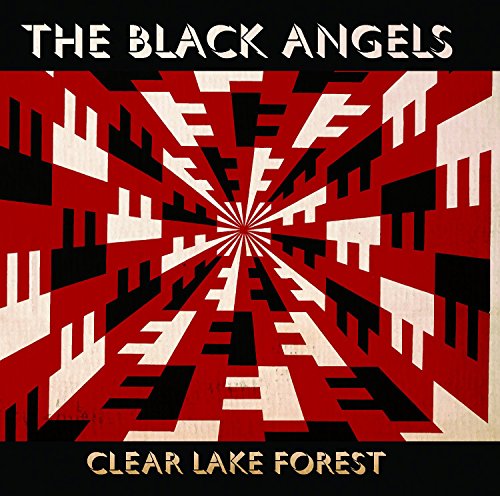 "Album cover with red, black, and white geometric pattern and band name."