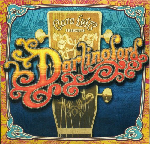 "Album cover with 'Darlingford' in large, stylized text and a guitar headstock design."