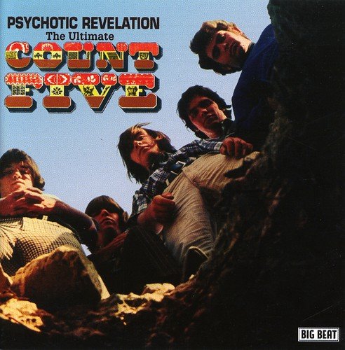 Album cover featuring five men looking down from a rocky outcropping against a blue sky.