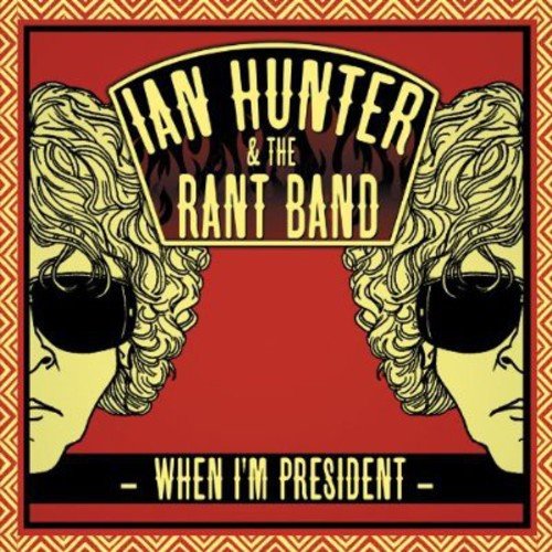 "Album cover with red background, yellow text, and illustrated faces wearing sunglasses."