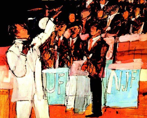 "Duke Ellington CD cover featuring a watercolor illustration of a jazz band performing."