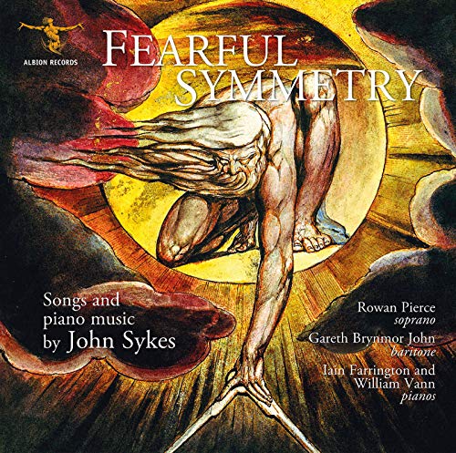 "Fearful Symmetry" CD cover featuring a surreal, abstract illustration of a person bending.