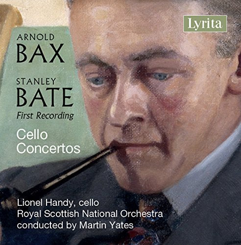CD cover featuring a man holding a cello bow, with text overlay.
