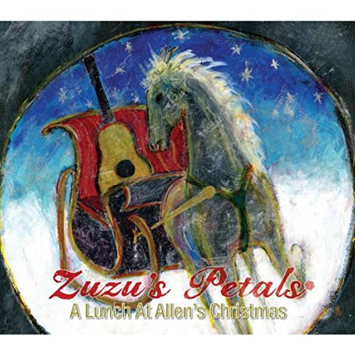"Album cover with horse-drawn carriage and guitar, titled 'Zuzu's Petals: A Lunch At Allen's Christmas'."